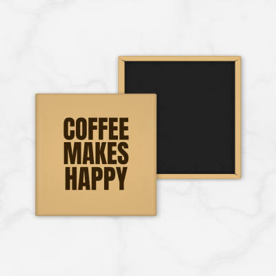 Fridge Magnet Kulkas Square Quetos Coffee Makes Happy
